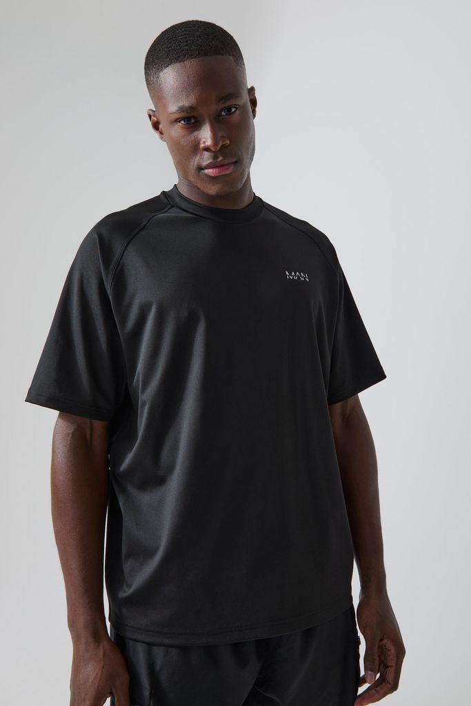Men's Man Active Raglan Oversized T-Shirt - Black - S, Black