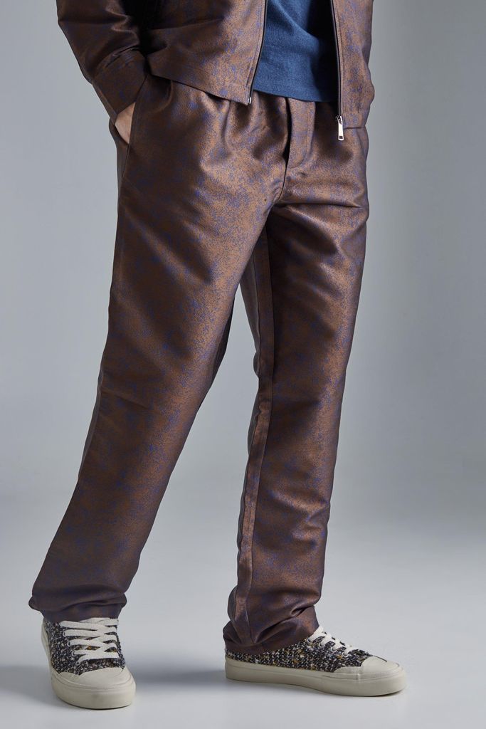 Men's Marl Fabric Interest Straight Trouser - Brown - S, Brown