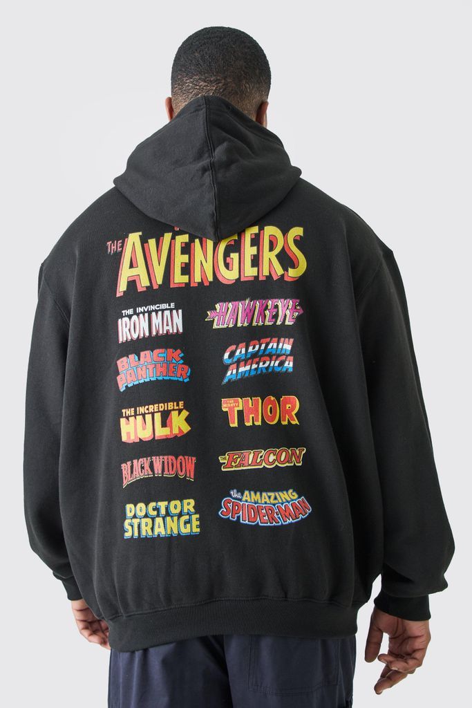 Men's Plus Oversized Marvel Avengers License Hoodie - Black - Xxxl, Black