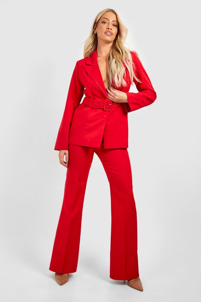 Womens Fit & Flare Tailored Trousers - 6, Red