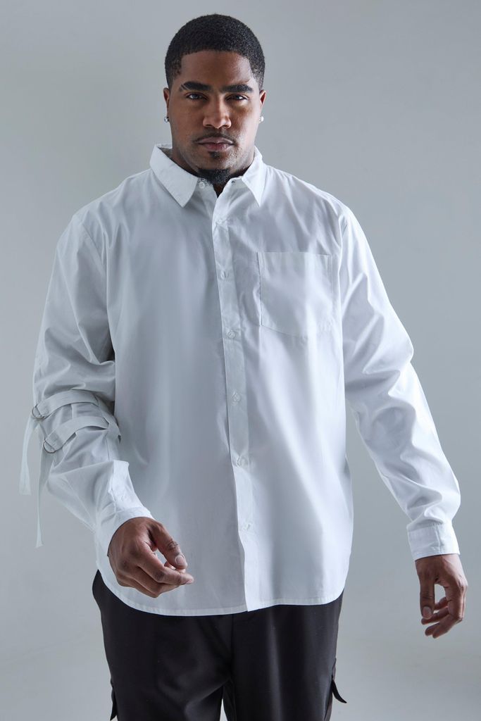 Men's Plus Longsleeve Cinch Strap Shirt - White - Xxxl, White