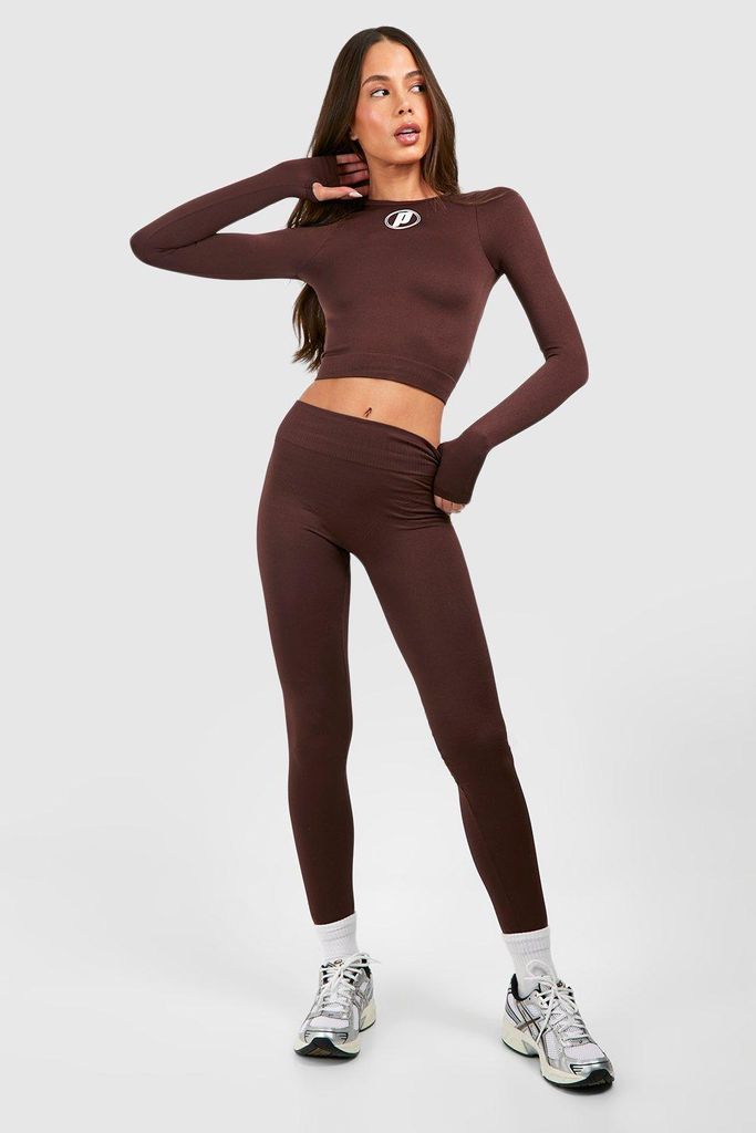 Womens Prince Seamless Leggings - Brown - S, Brown