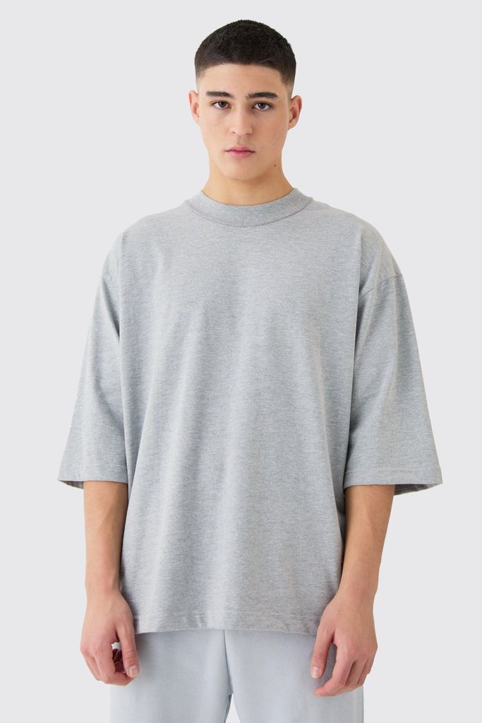 Men's Oversized Heavy Layed On Neck Carded T-Shirt - Grey - S, Grey