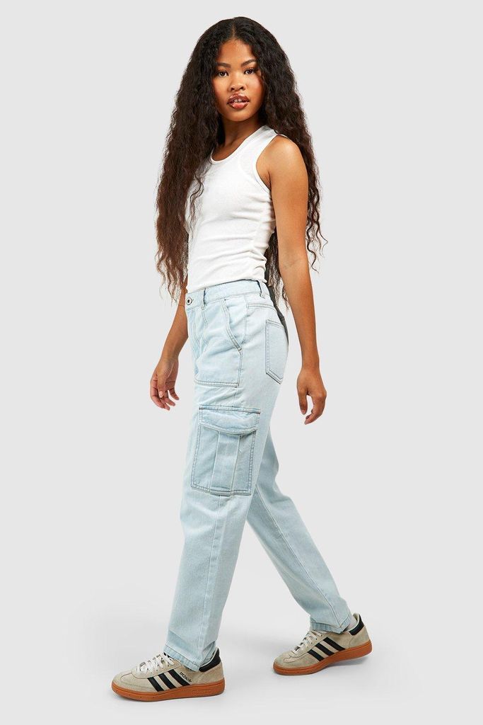 Womens Petite Basics Cargo Pocket Jeans - Blue - 6, Blue
