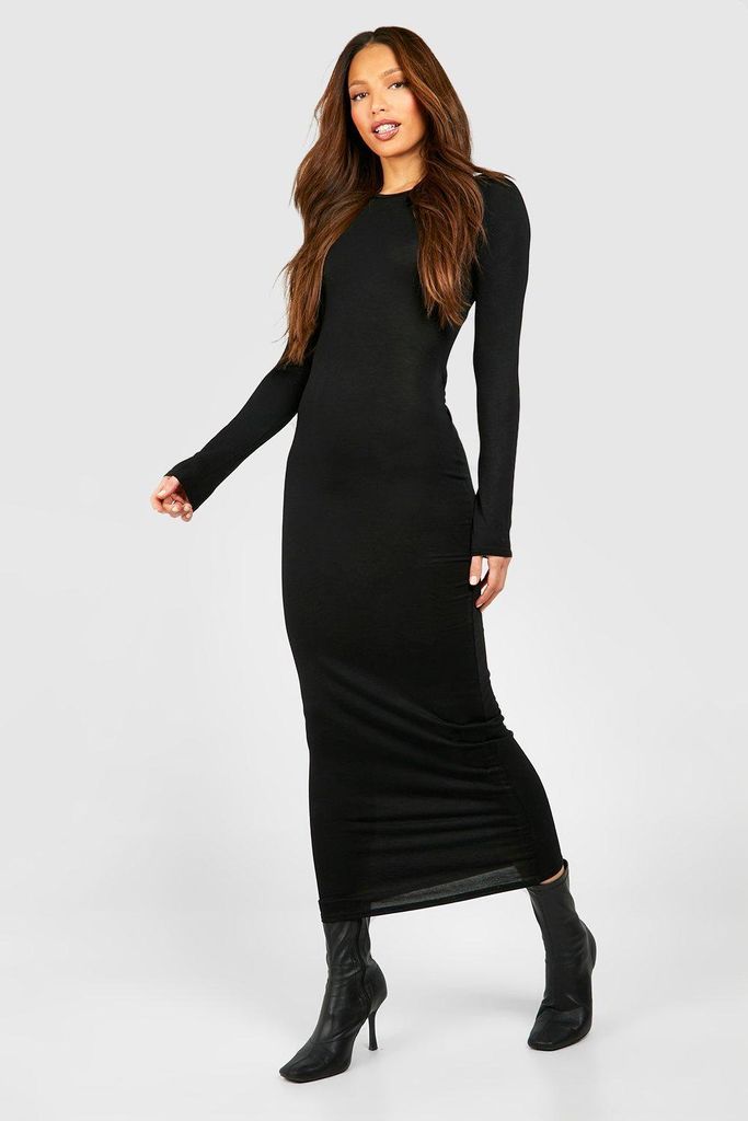 Womens Tall Basic Long Sleeve Midaxi Dress - Black - 8, Black
