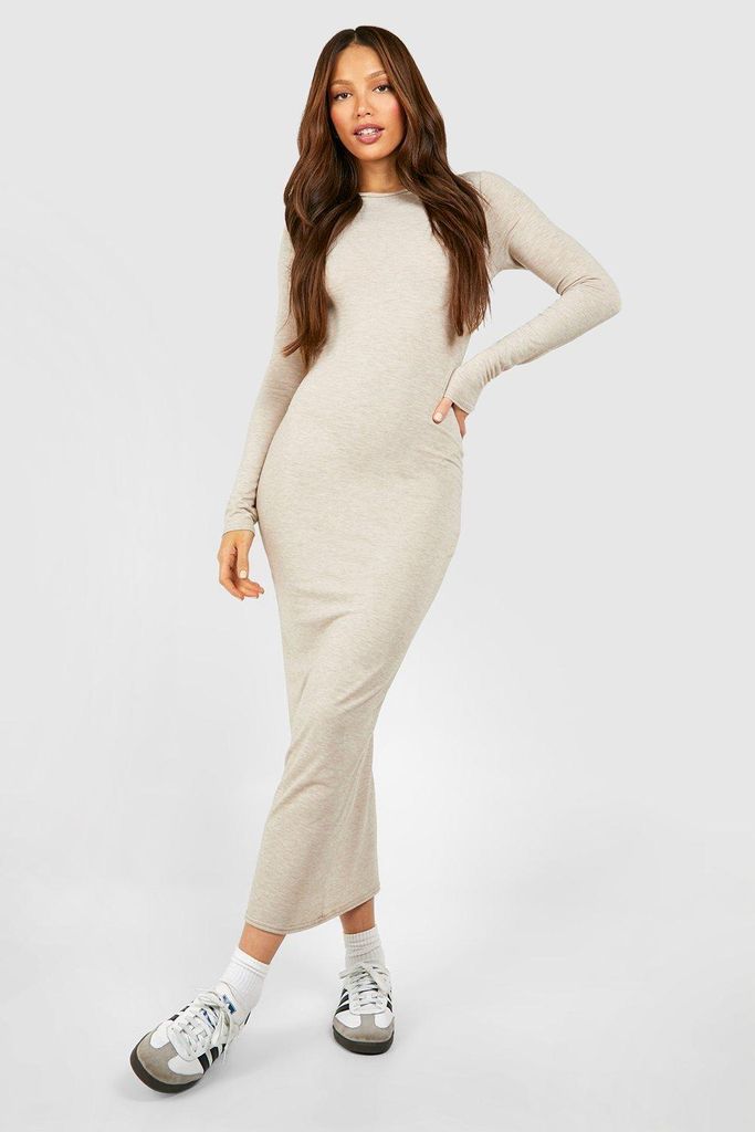 Womens Tall Basic Long Sleeve Midaxi Dress - Cream - 8, Cream