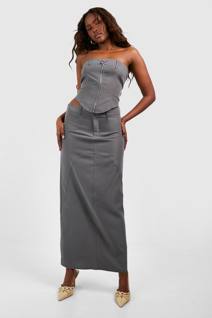Womens Woven Column Maxi Skirt - Grey - 6, Grey