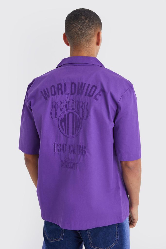 Men's Dropped Revere Poplin Worldwide Club Shirt - Purple - L, Purple
