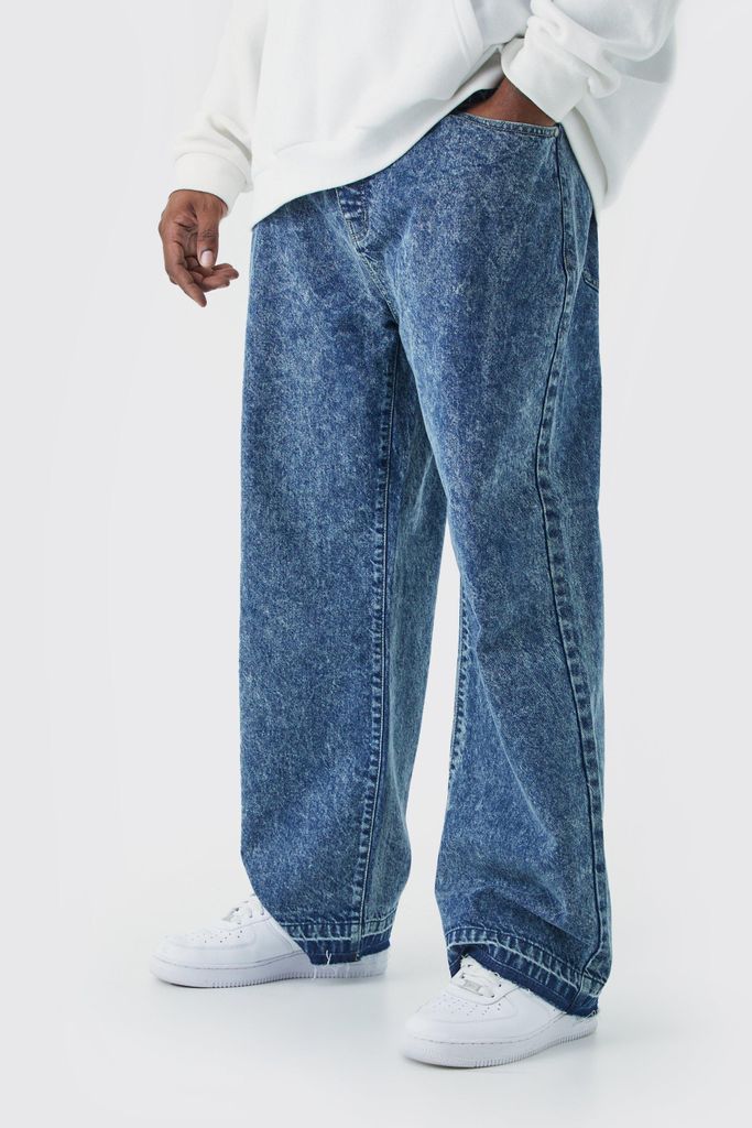 Men's Plus Relaxed Fit Acid Wash Jeans - Blue - 38, Blue