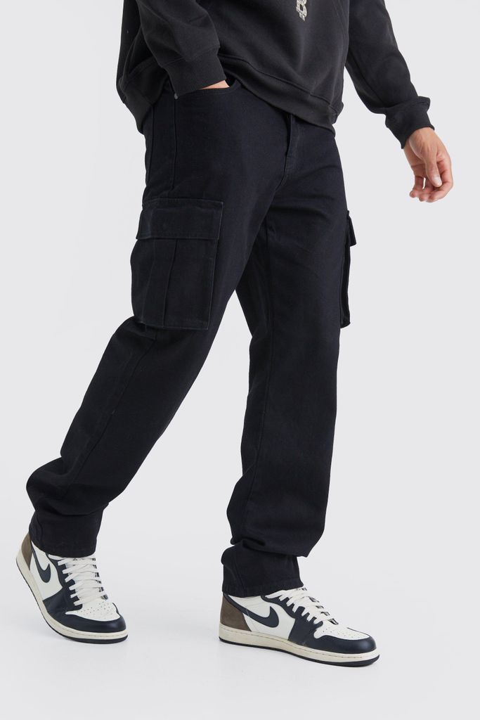 Men's Tall Relaxed Rigid Cargo Jeans - Black - 30, Black