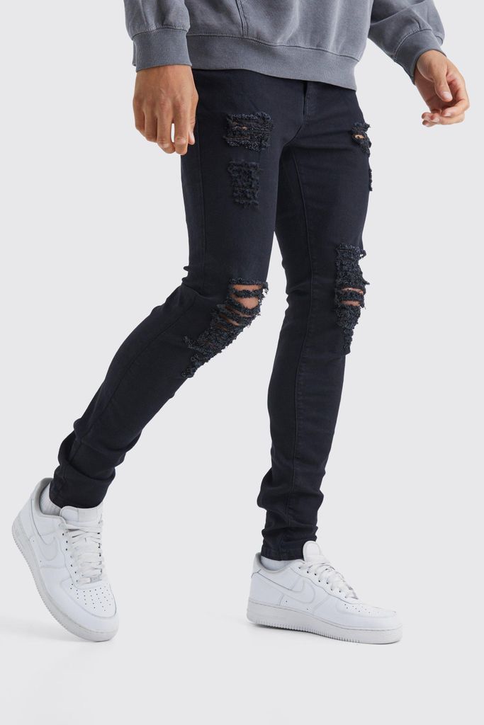 Men's Tall Skinny Jeans With All Over Rips - Black - 30, Black