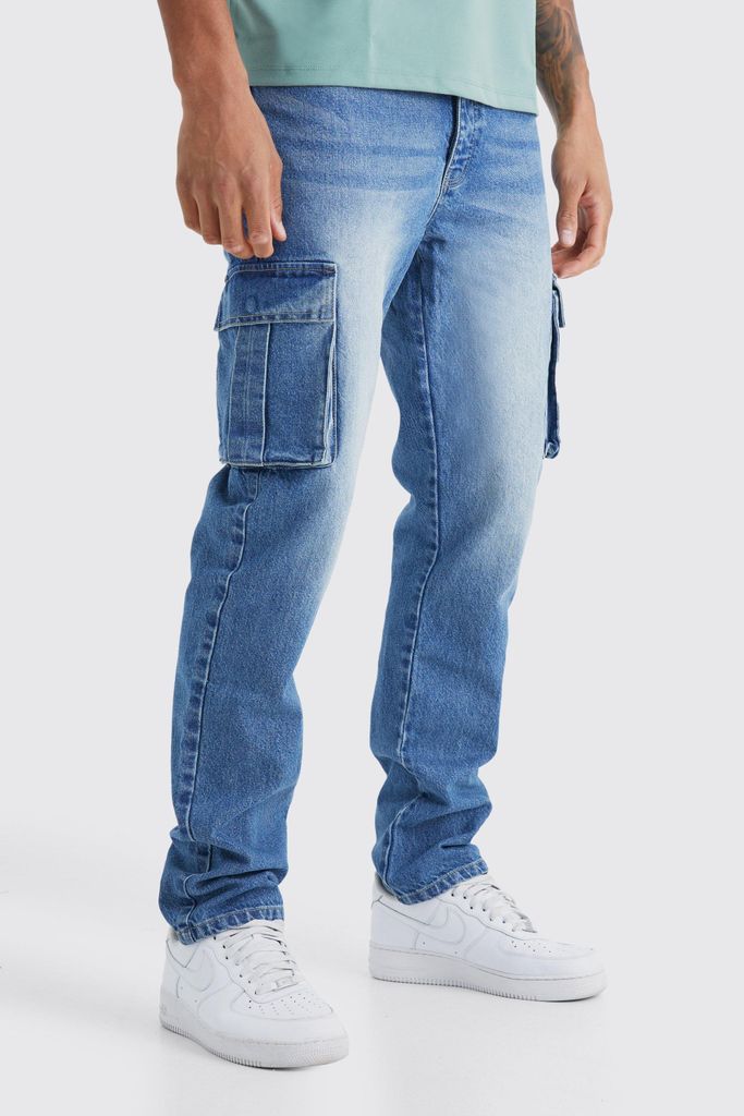Men's Tall Straight Rigid Cargo Jeans - Blue - 30, Blue