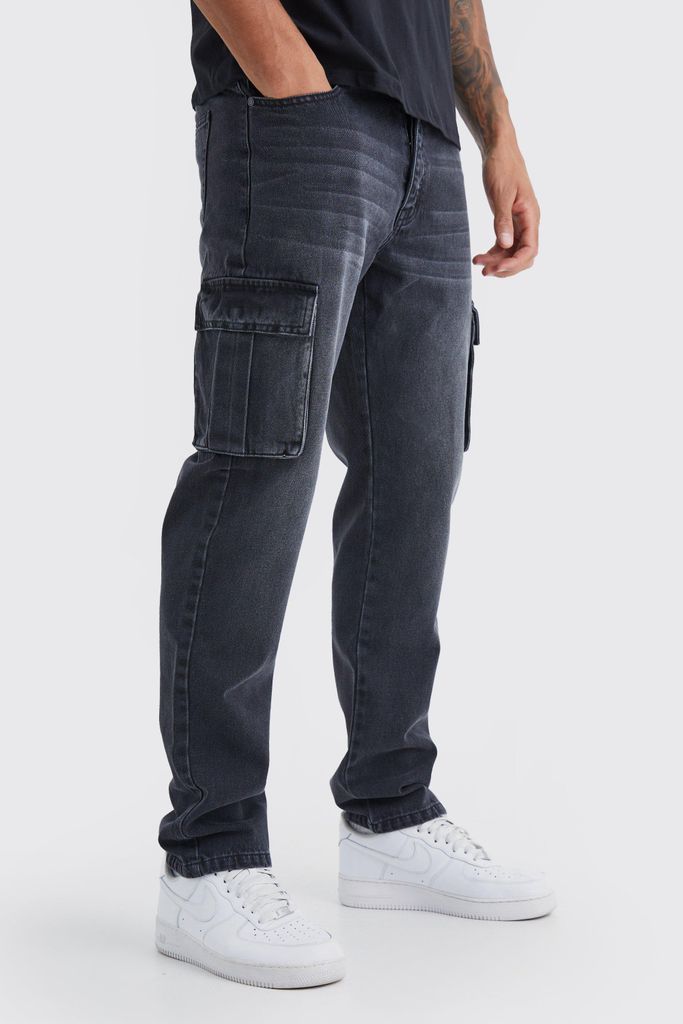 Men's Tall Straight Rigid Cargo Jeans - Black - 30, Black