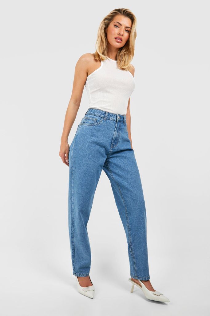 Womens Bright Blue High Rise Mom Jeans - 6, Blue
