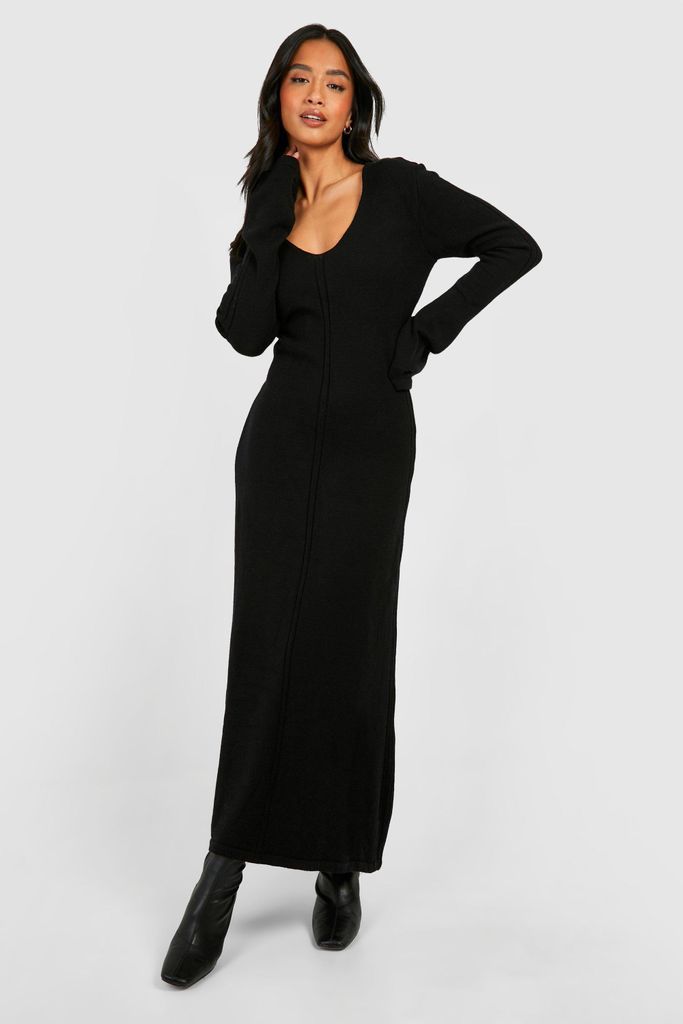 Womens Petite Flare Sleeve Midaxi Dress - Black - S, Black