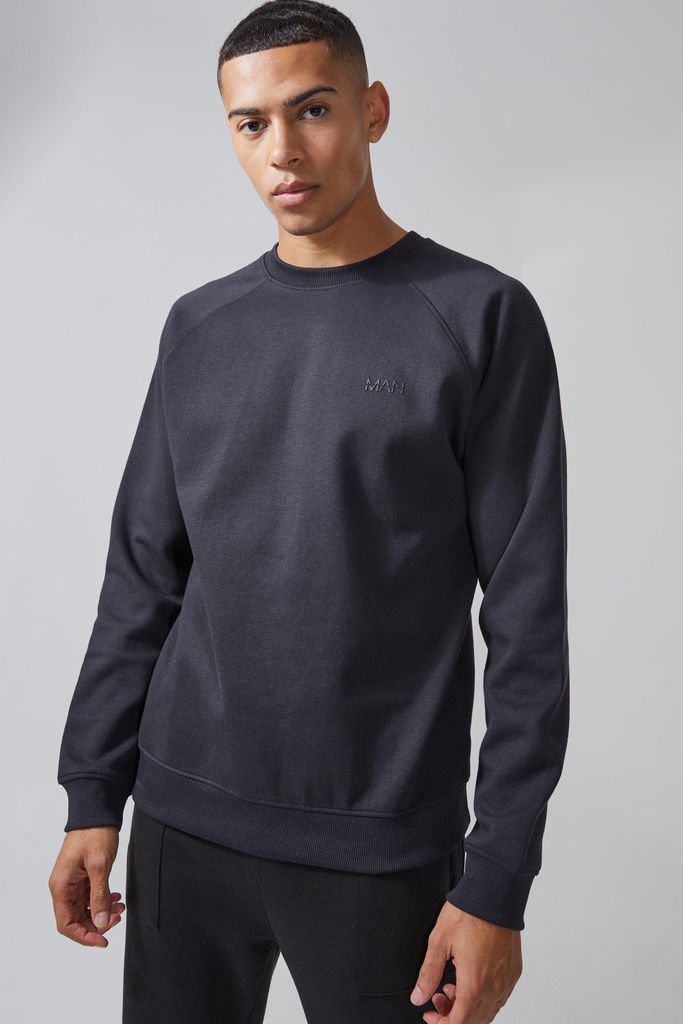 Men's Man Active Fleece Sweatshirt - Black - S, Black