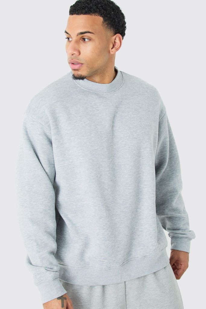 Men's Oversized Extended Neck Sweatshirt - Grey - S, Grey