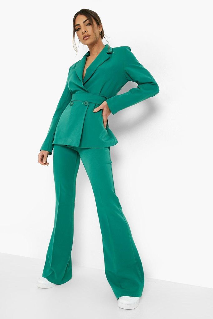 Womens Fit & Flare Tailored Trousers - Green - 8, Green