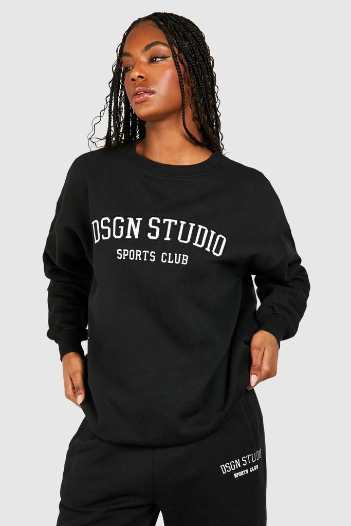 Womens Tall Dsgn Studio Applique Sweatshirt - Black - 8, Black