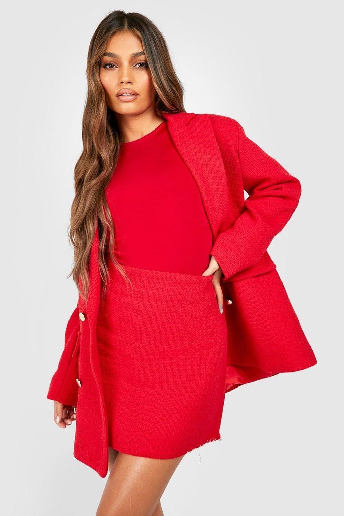Womens Premium Boucle Mini Skirt - Red - 14, Red