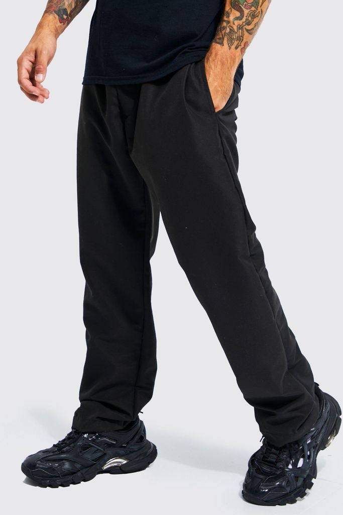 Men's Elastic Waist Straight Peached Trouser - Black - L, Black