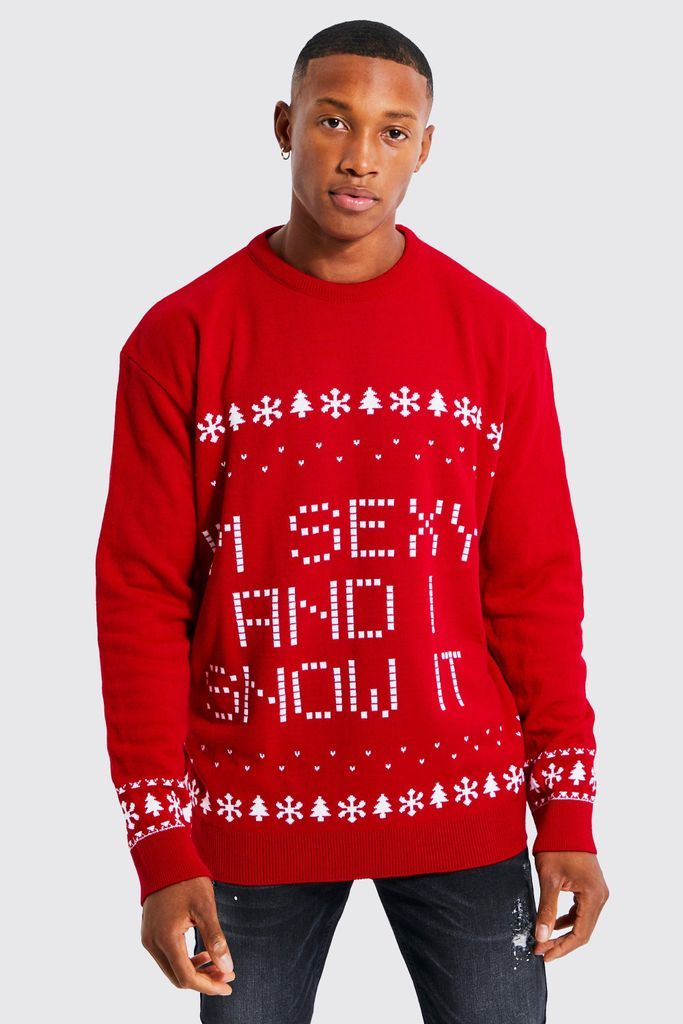 Men's I'M Sexy And I Snow It Christmas Jumper - Red - S, Red