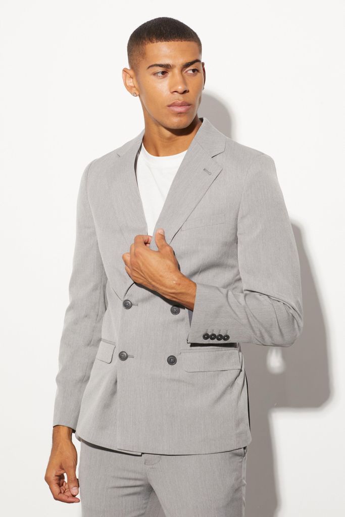 Men's Super Skinny Double Breasted Suit Jacket - Grey - 34, Grey