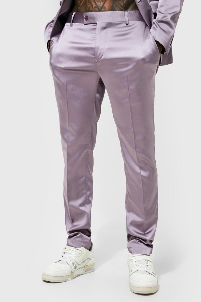 Men's Skinny Satin Suit Trouser - Grey - 28S, Grey