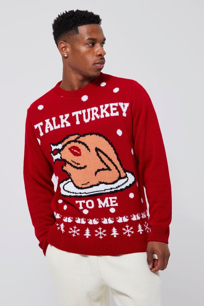 Men's Talk Turkey To Me Christmas Jumper - Red - S, Red