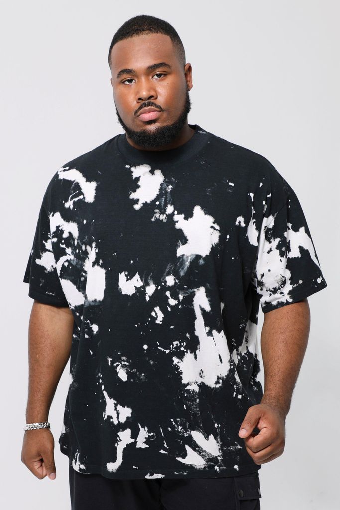 Men's Plus Oversized Extended Neck T-Shirt - Black - Xxxl, Black