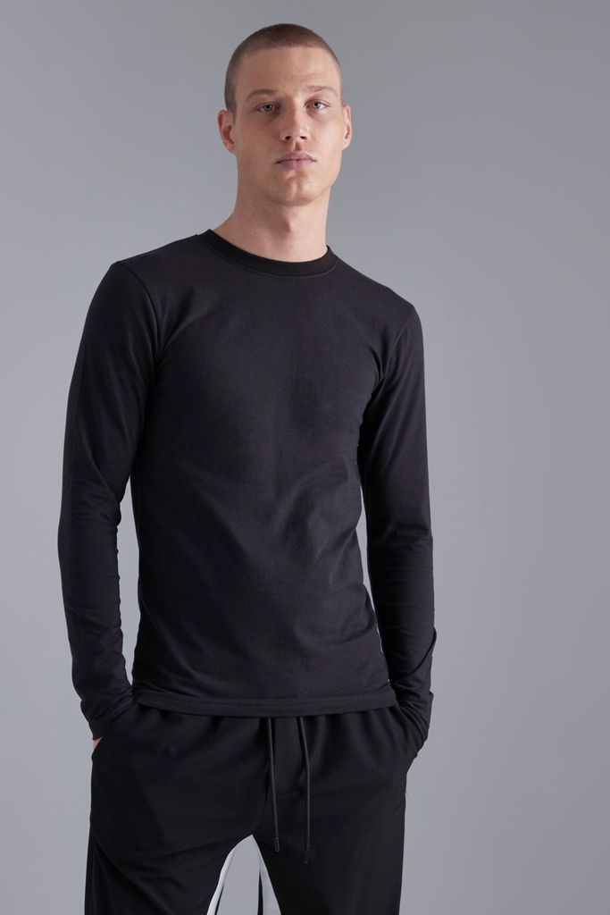 Men's Long Sleeve Muscle Fit T-Shirt - Black - L, Black
