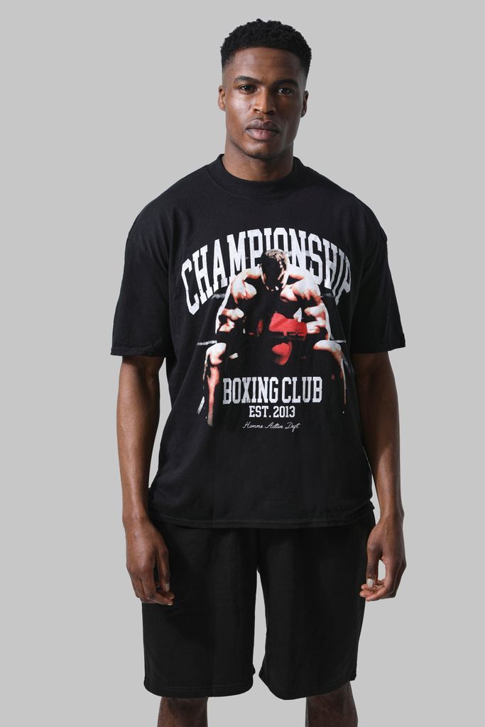 Men's Man Active Oversized Boxing Club T-Shirt - Black - S, Black