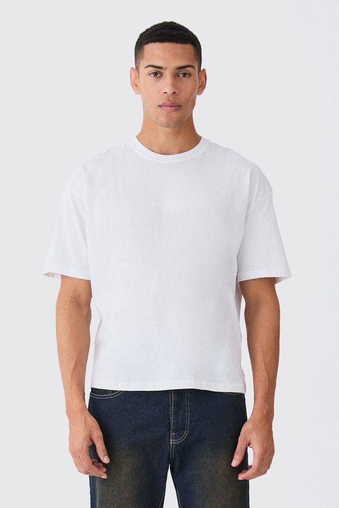Men's Boxy Fit Extended Neck T-Shirt - White - S, White