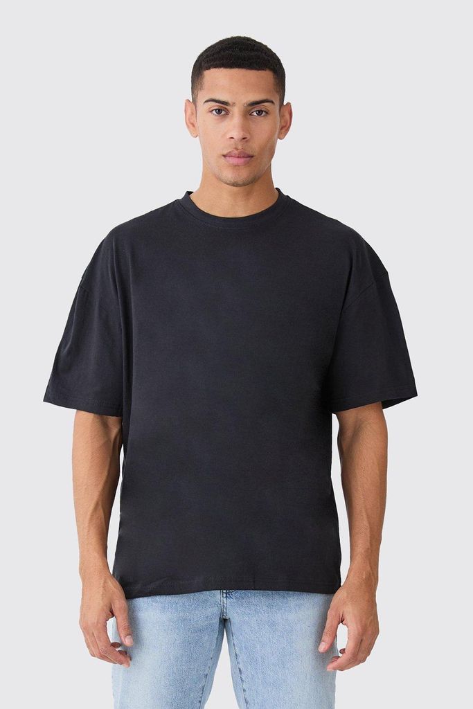 Men's Basic Oversized Crew Neck T-Shirt - Black - S, Black