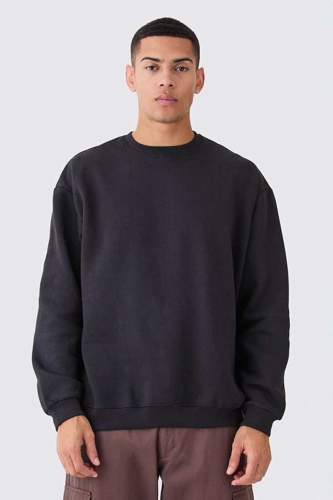 Men's Basic Oversized Sweatshirt - Black - S, Black