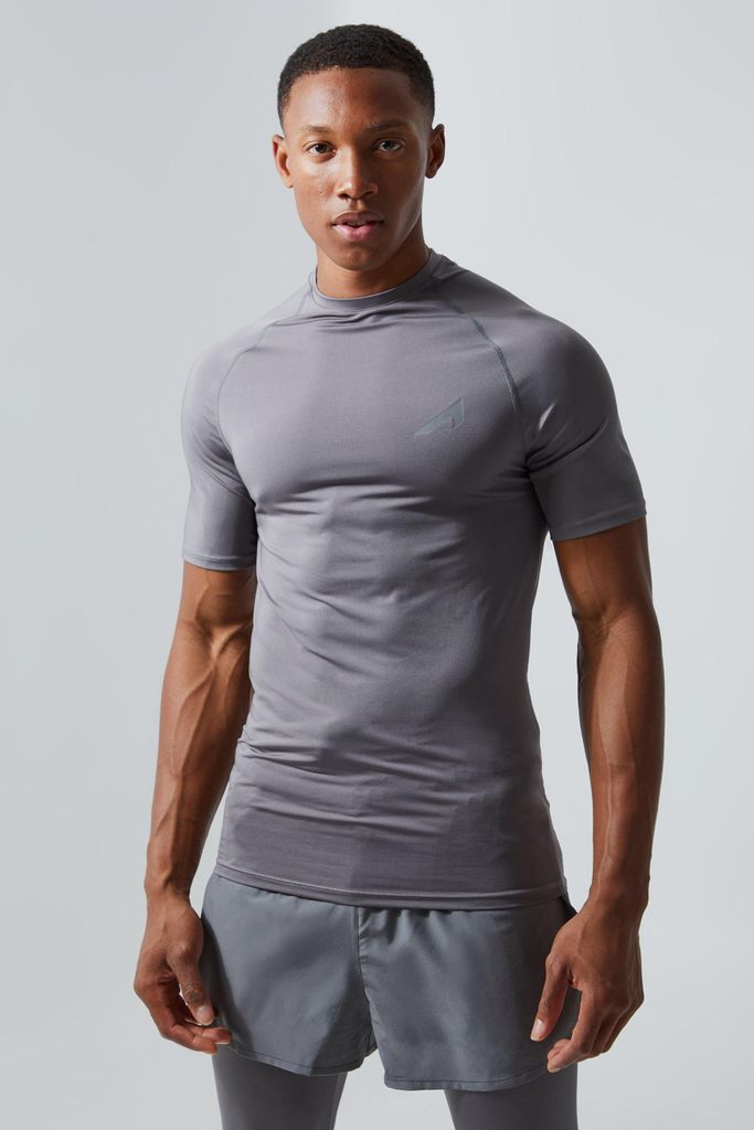 Men's Active Muscle Fit Fast Dry Raglan T-Shirt - Grey - S, Grey