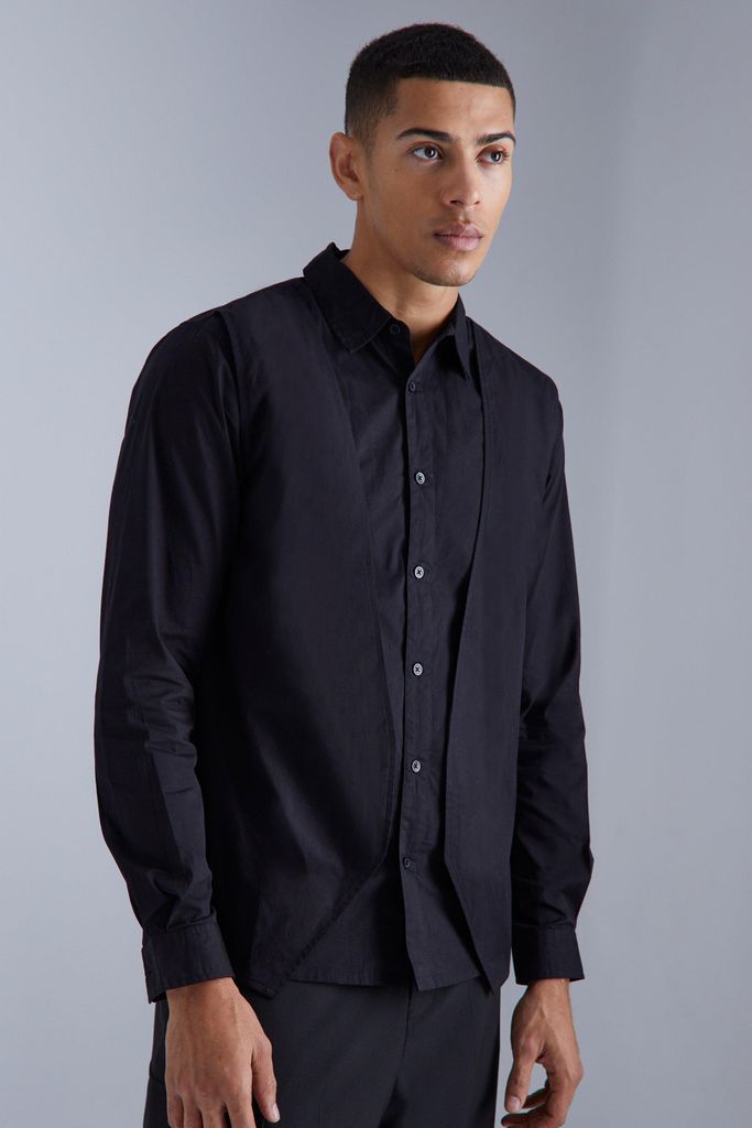 Men's Longsleeve Layered Smart Shirt - Black - S, Black