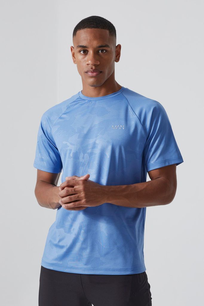 Men's Man Active Camo Raglan Performance T-Shirt - Blue - S, Blue