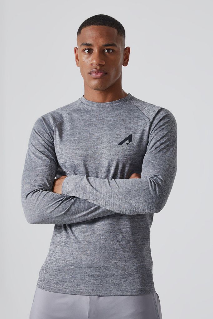 Men's Active Muscle Fit Space Dye Long Top - Grey - S, Grey