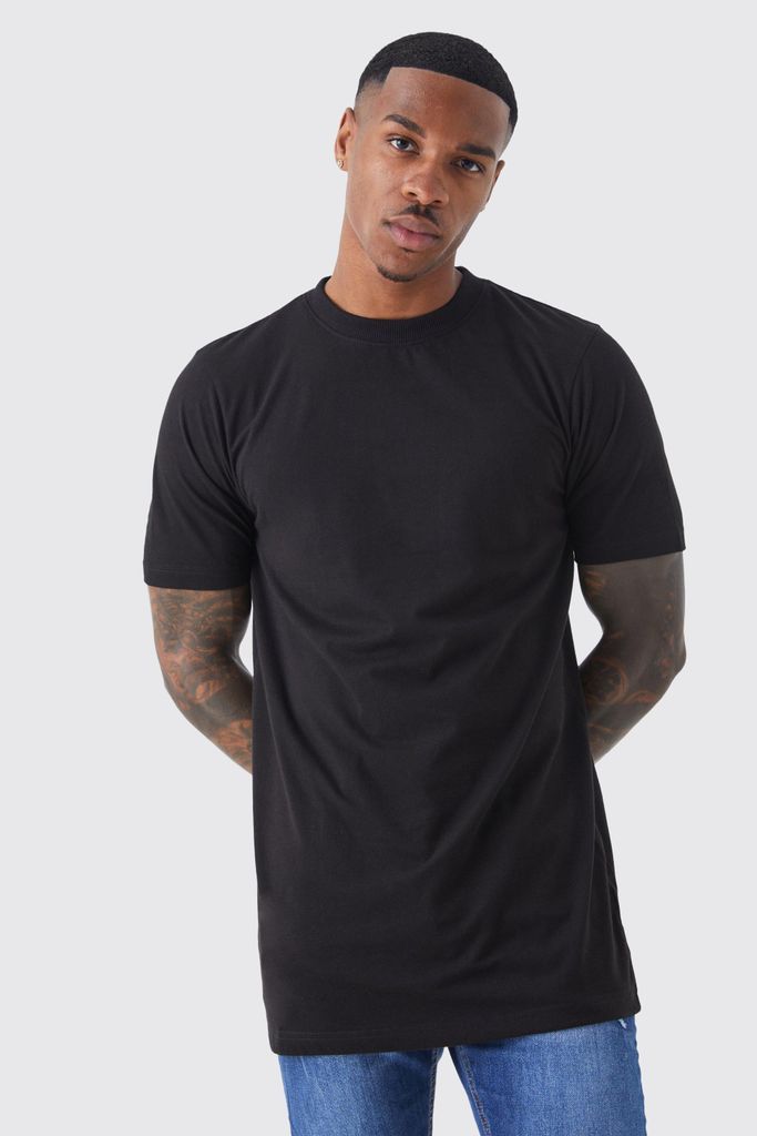 Men's Basic Longline Crew Neck T-Shirt - Black - S, Black