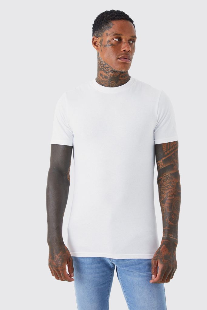 Men's Basic Muscle Fit T-Shirt - White - S, White