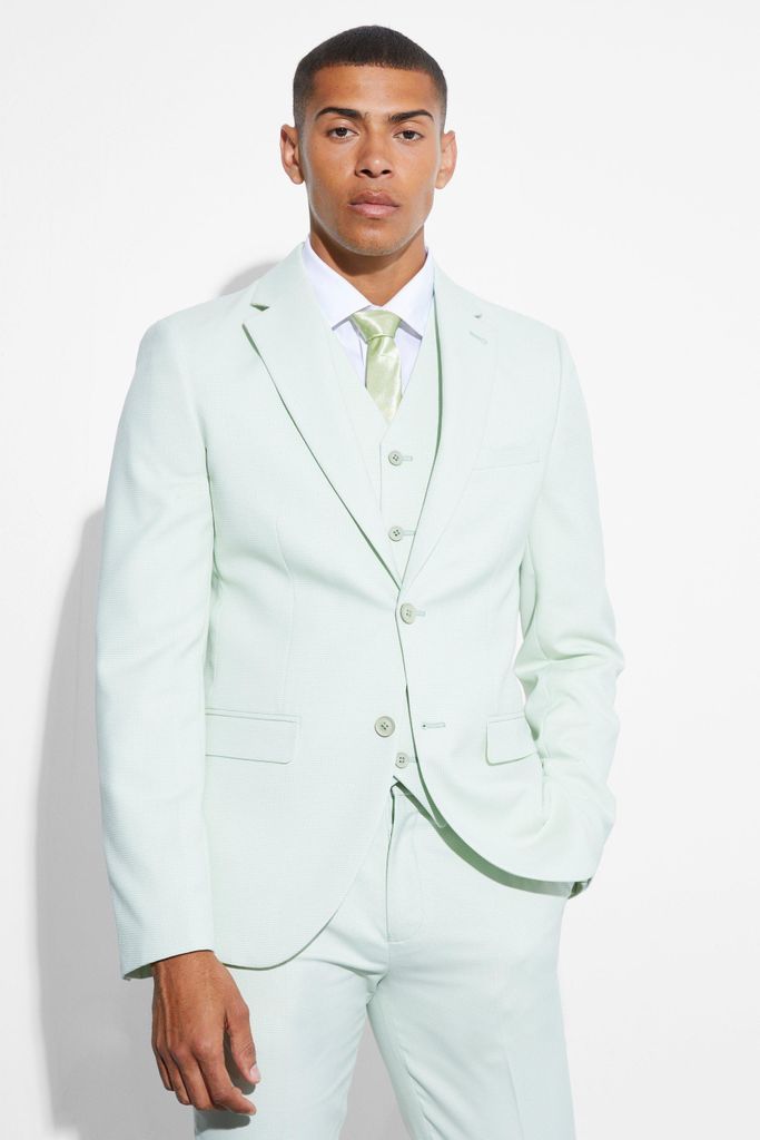 Men's Slim Micro Texture Suit Jacket - Green - 34, Green