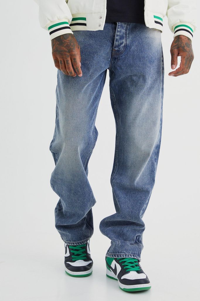 Men's Relaxed Rigid Zip Hem Jeans - Grey - 28R, Grey
