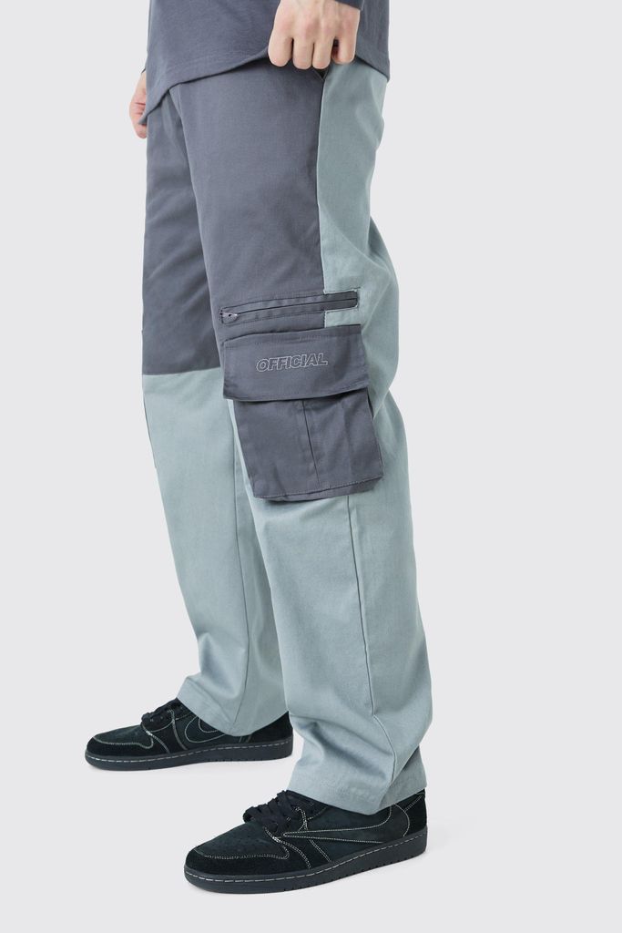 Men's Tall Relaxed Fit Colour Block Official Branded Cargo Trouser - Grey - 30, Grey