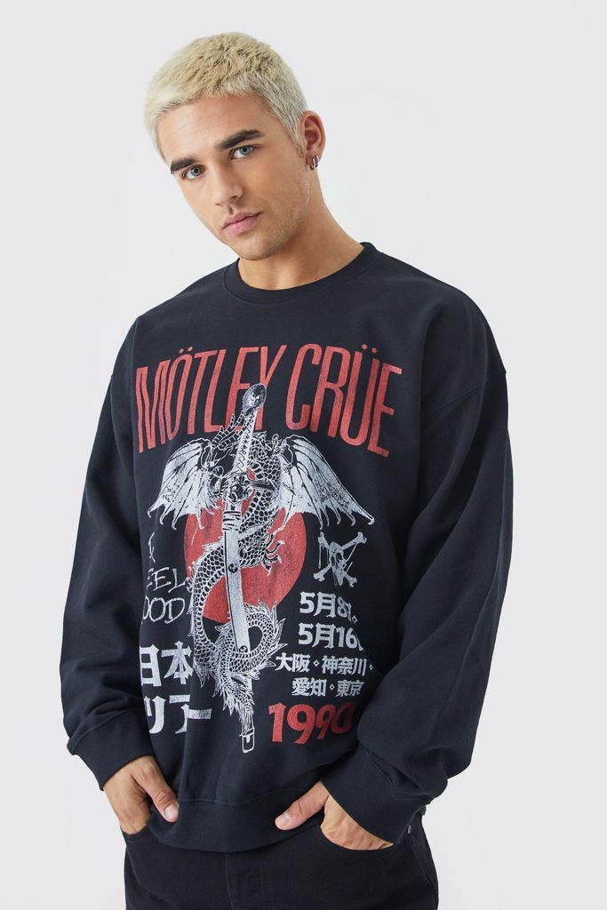 Men's Oversized Motley Crue Dragon License Sweatshirt - Black - S, Black