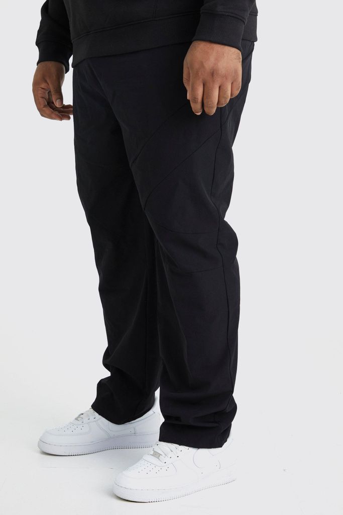 Men's Plus Elasticated Straight Technical Stretch Panel Trouser - Black - Xxxl, Black