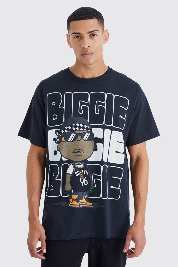 Men's Oversized Biggie Illustration License T-Shirt - Black - S, Black