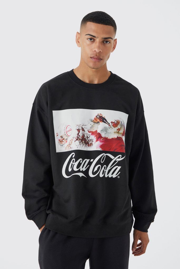 Men's Oversized Christmas Coca Cola License Sweatshirt - Black - S, Black