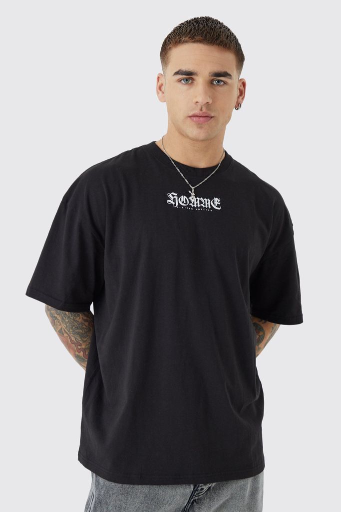 Men's Oversized Homme Graphic T-Shirt - Black - S, Black