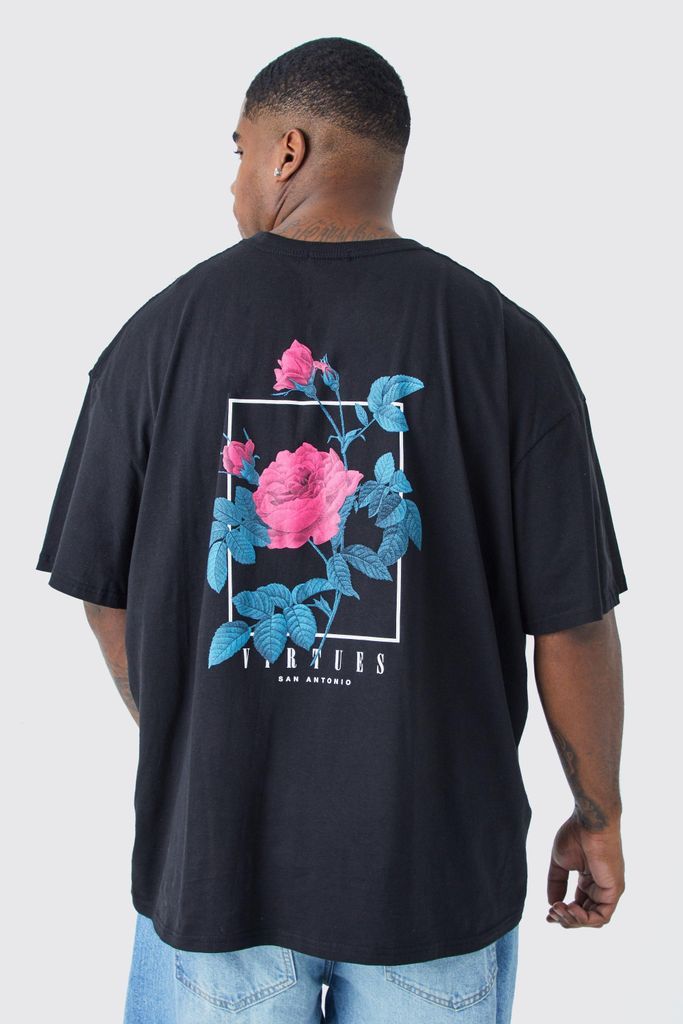 Men's Plus Oversized Virtues Graphic T-Shirt - Black - Xxxl, Black